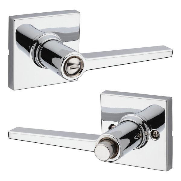 Safelock Daylon Lever with Square Rose Privacy Lock with RCAL Latch and RCS Strike Bright Chrome Finish SL4000DALSQT-26 - main